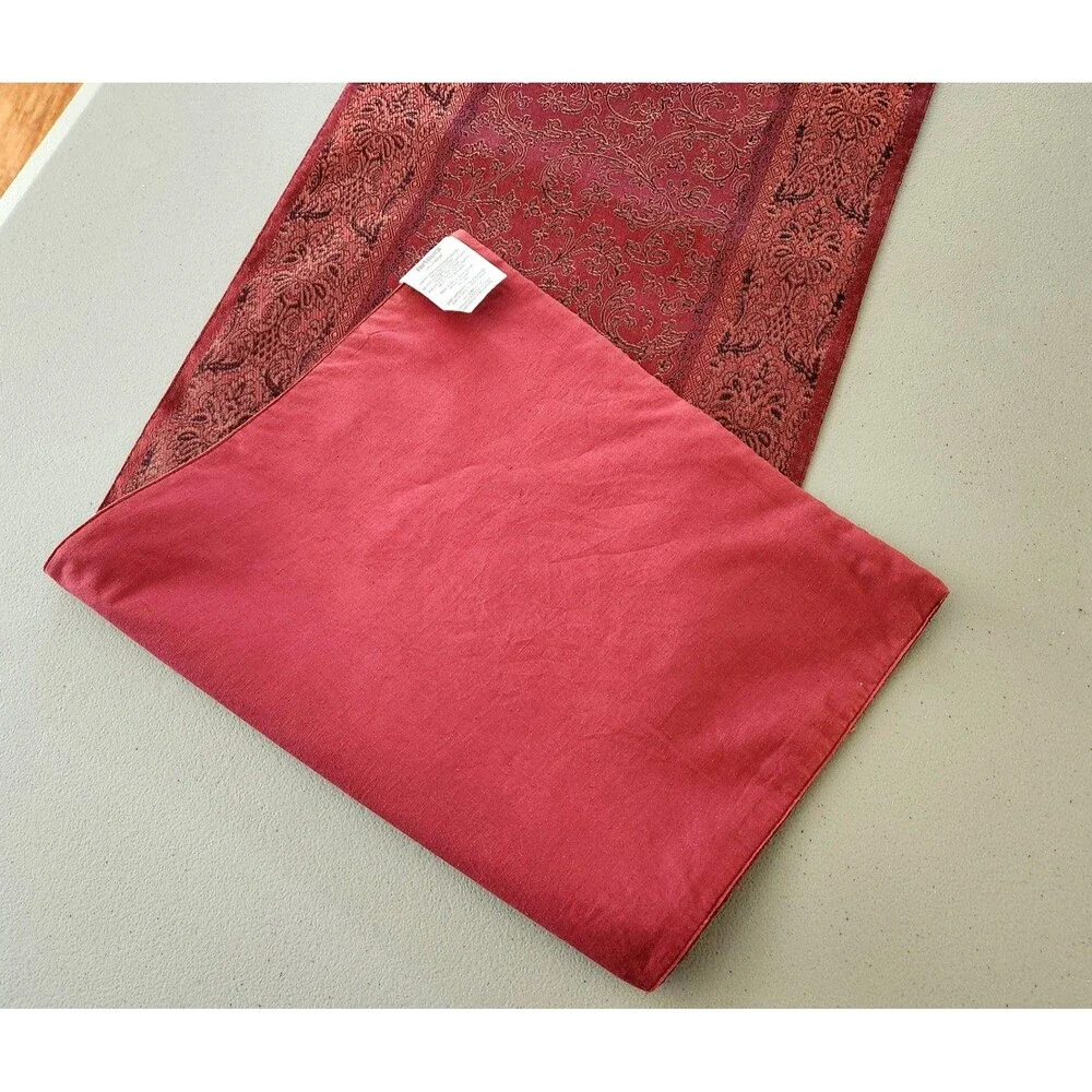 Pier 1 Imports Table Runner Red Brown Gold Jacquard Tapestry 72